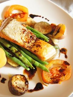 鮭と温野菜のバルサミコソース-レシピのメイン写真