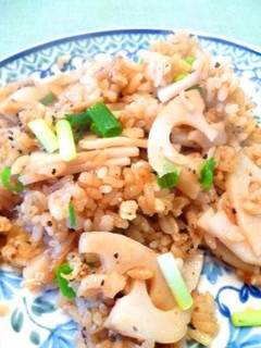 レンコンとWエビの味噌炊き込みご飯-レシピのメイン写真