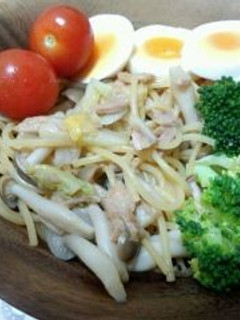 フライパンで作る和風ツナ白菜パスタ-レシピのメイン写真