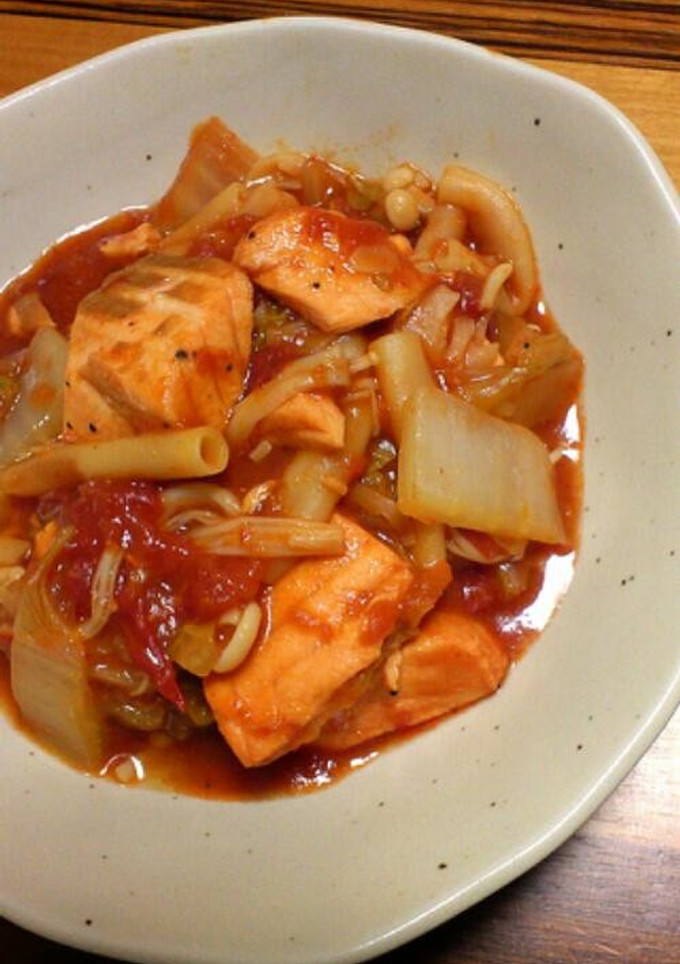 鮭と白菜とマカロニのトマト煮♪-レシピのメイン写真