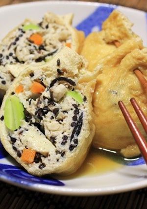 ＊豆腐と挽肉で油揚げの五目巾着煮＊-レシピのメイン写真