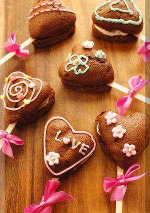 * バレンタイン❤ハートのウーピーパイ♪-レシピのメイン写真