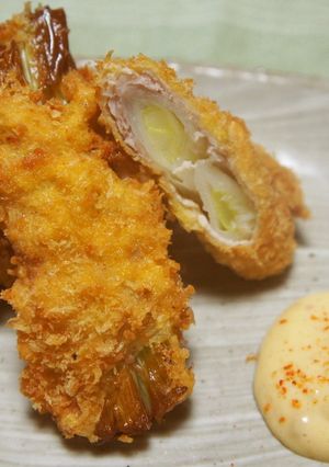 長ネギの豚巻きフライ☆味噌マヨネーズで-レシピのメイン写真
