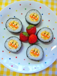 節分 アンパンマン飾り巻き寿司 キャラ弁-レシピのメイン写真