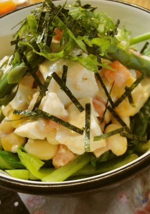 タラマヨソースの♡お豆腐サラダどんぶり-レシピのメイン写真