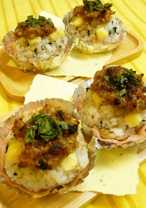 もちもちごはんハムカップ♪くるみ味噌のせ-レシピのメイン写真
