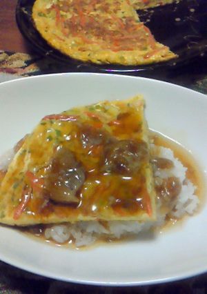 ふかひれ餡かけスペインオムレツ風天津飯-レシピのメイン写真