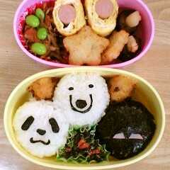 รูปของ キャラ弁★しろくまカフェ★パンダおにぎり