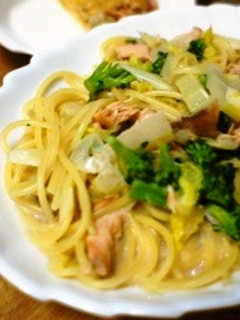 簡単手作り冬野菜と鮭の和風クリームパスタ-レシピのメイン写真