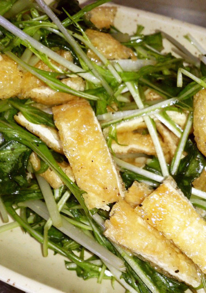 焼き油揚げと水菜の和え物-レシピのメイン写真