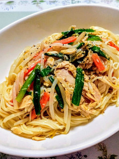 簡単昼食!ニラもやし素麺カレーチャンプル-レシピのメイン写真