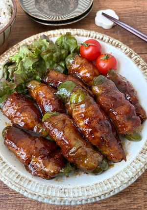 ☆簡単☆肉巻きピーマンの濃厚甘辛ソース煮-レシピのメイン写真