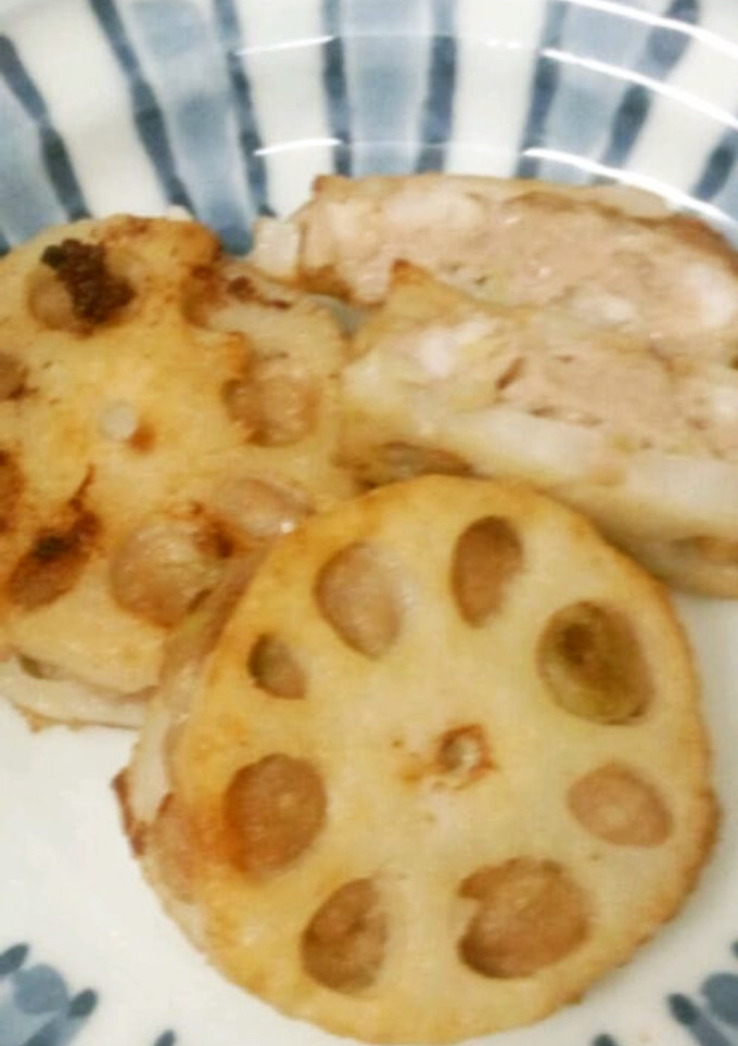 エビと豚挽肉のれんこんはさみ焼き-レシピのメイン写真