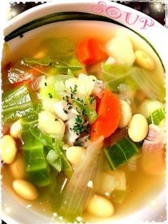 圧力鍋で簡単‼大豆と野菜の食べるスープ-レシピのメイン写真