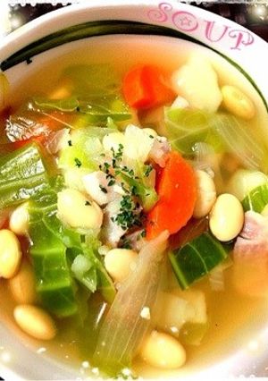 圧力鍋で簡単‼大豆と野菜の食べるスープ-レシピのメイン写真