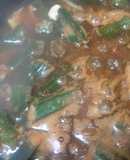 なめことオクラのニンジンおろし豆腐煮