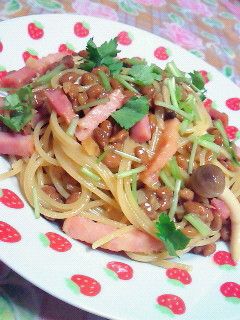 しめじとパンチェッタの和風納豆パスタ-レシピのメイン写真