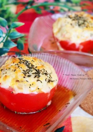 ヘルシー♡トマト詰め豆腐ハンバーグ-レシピのメイン写真
