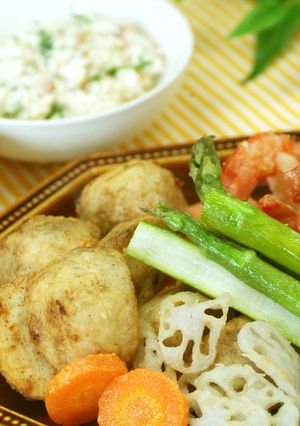 海老と旬野菜のフリット（梅豆腐デイップ）-レシピのメイン写真