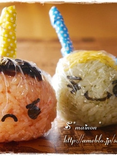 ラップ付きおにぎり☆節分に!鬼★キャラ弁-レシピのメイン写真