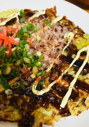 お好み焼き風キャベツ焼き②カリカリ豚を添えて-レシピのメイン写真