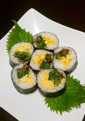 菜の花ごま和えヘルシー巻き寿司（恵方巻）-レシピのメイン写真
