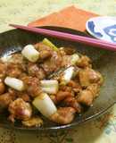 中華料理　お餅と鶏肉の甜麺醤炒め