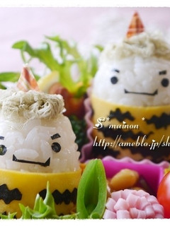 角はピックde俵おにぎりの鬼☆キャラ弁-レシピのメイン写真