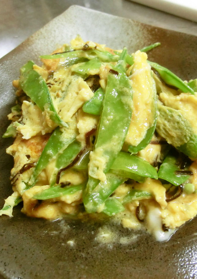 さやえんどうと塩こぶの玉子とじ-レシピのメイン写真