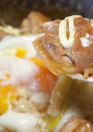 簡単温泉卵のせ☆たっぷり長ネギ鶏照り丼♪-レシピのメイン写真