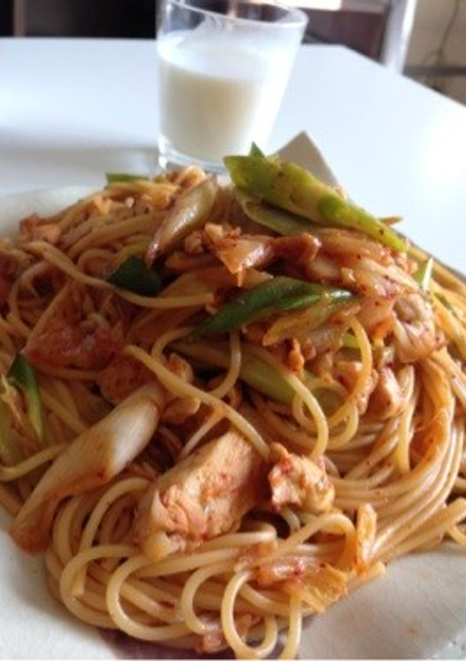 簡単♪残り物キムチとささみのパスタ-レシピのメイン写真