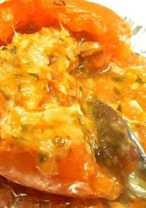 バジル＆チーズ入りのまるごと焼きトマト-レシピのメイン写真