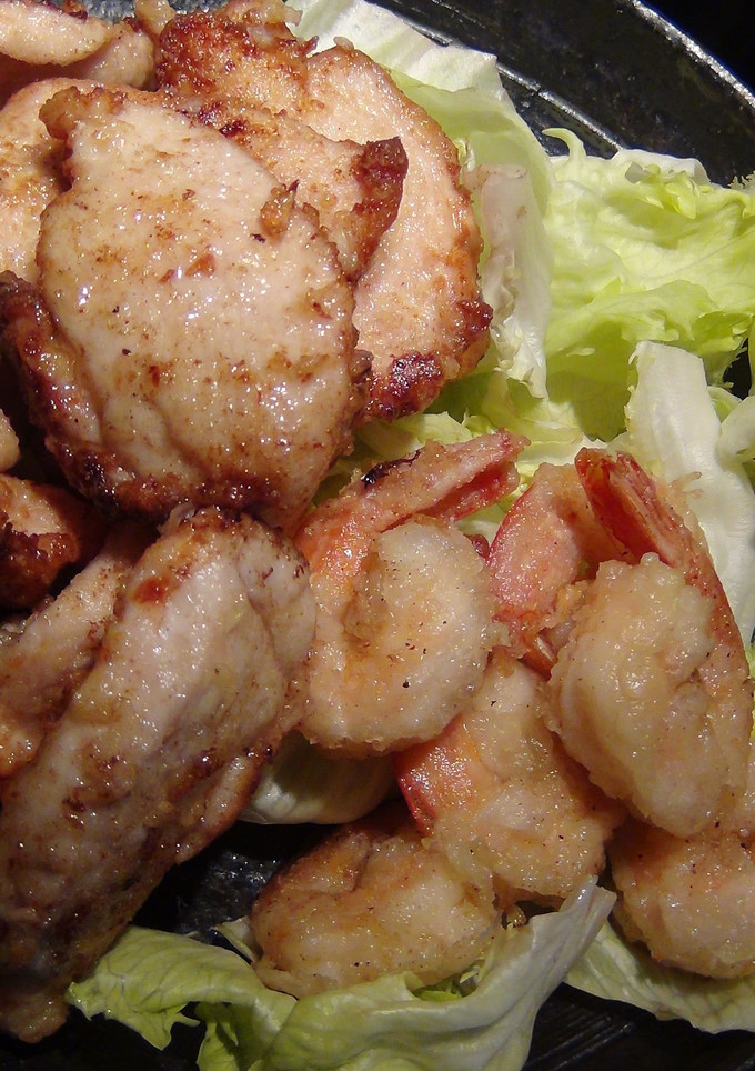 鶏の塩麴漬け焼きと海老のから揚げ　-レシピのメイン写真