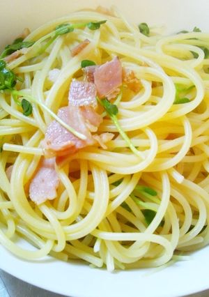 【主人用】ベーコンとカイワレのスパゲティ-レシピのメイン写真