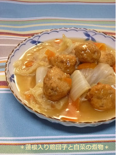 蓮根入り鶏団子と白菜の煮物-レシピのメイン写真