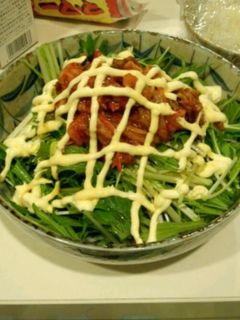 超簡単☆3分でできる水菜とキムチのサラダ-レシピのメイン写真