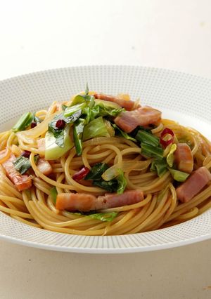 キャベツとベーコンのぽんパスタ-レシピのメイン写真