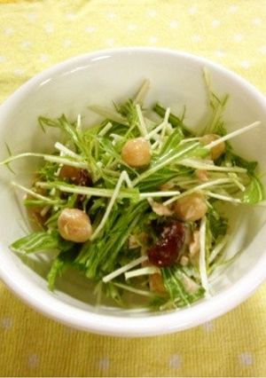 水菜、ミックスビーンズ、ツナ手抜きサラダ-レシピのメイン写真