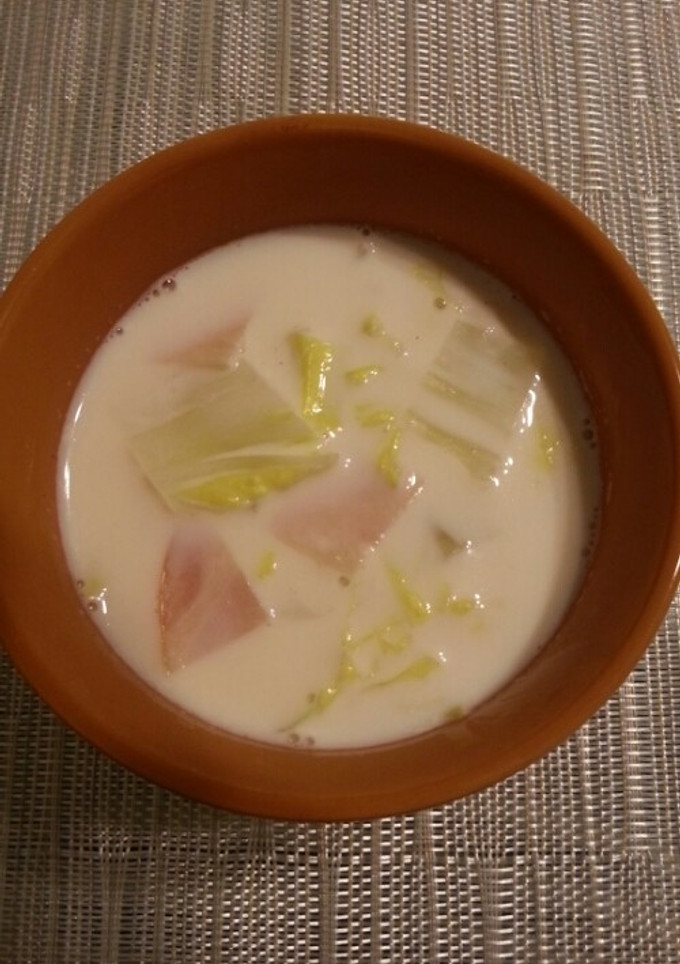 白菜とハムのミルク煮～スープ仕立て～-レシピのメイン写真