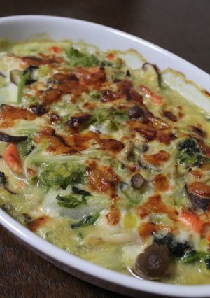 ランチに！白菜と鮭のカレー風味グラタン-レシピのメイン写真