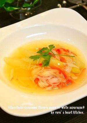✿ホワイトアスパラのカニ風味餡掛けで♬✿-レシピのメイン写真
