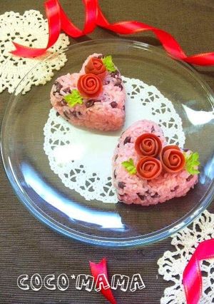 かわいい♪お祝いお赤飯×梅バラ＊-レシピのメイン写真