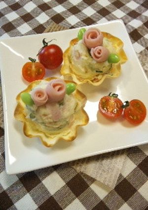 ひな祭り*餃子の皮deポテサラカップ♪-レシピのメイン写真