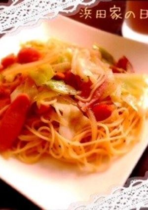 キャベツとソーセージのコンソメパスタ-レシピのメイン写真