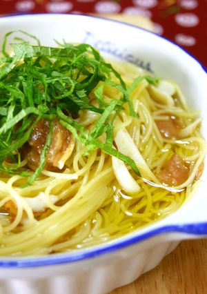 お一人ランチ☆梅と大葉のカッペリーニ-レシピのメイン写真