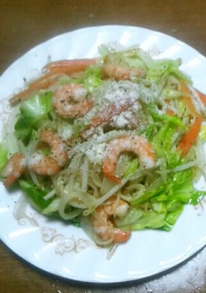 俺流の…野菜たっぷり海老バジル塩焼そば-レシピのメイン写真