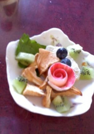 ラーマとフルーツ　暖かいデザート-レシピのメイン写真