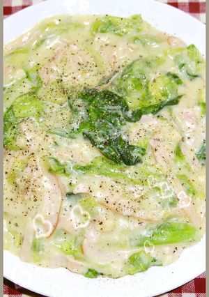 丸ごと1個食え！レタスとハムのクリーム煮-レシピのメイン写真