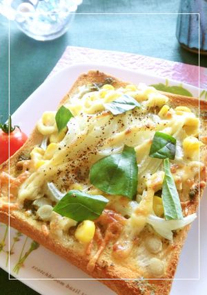 ごぼう×コーン×玉葱のバジルトースト-レシピのメイン写真
