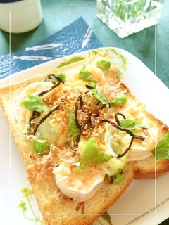 ボイルエビ×枝豆×玉葱の和トースト-レシピのメイン写真